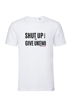 Herrenshirt in weiß mit Aufdruck Shut up and take ukemi